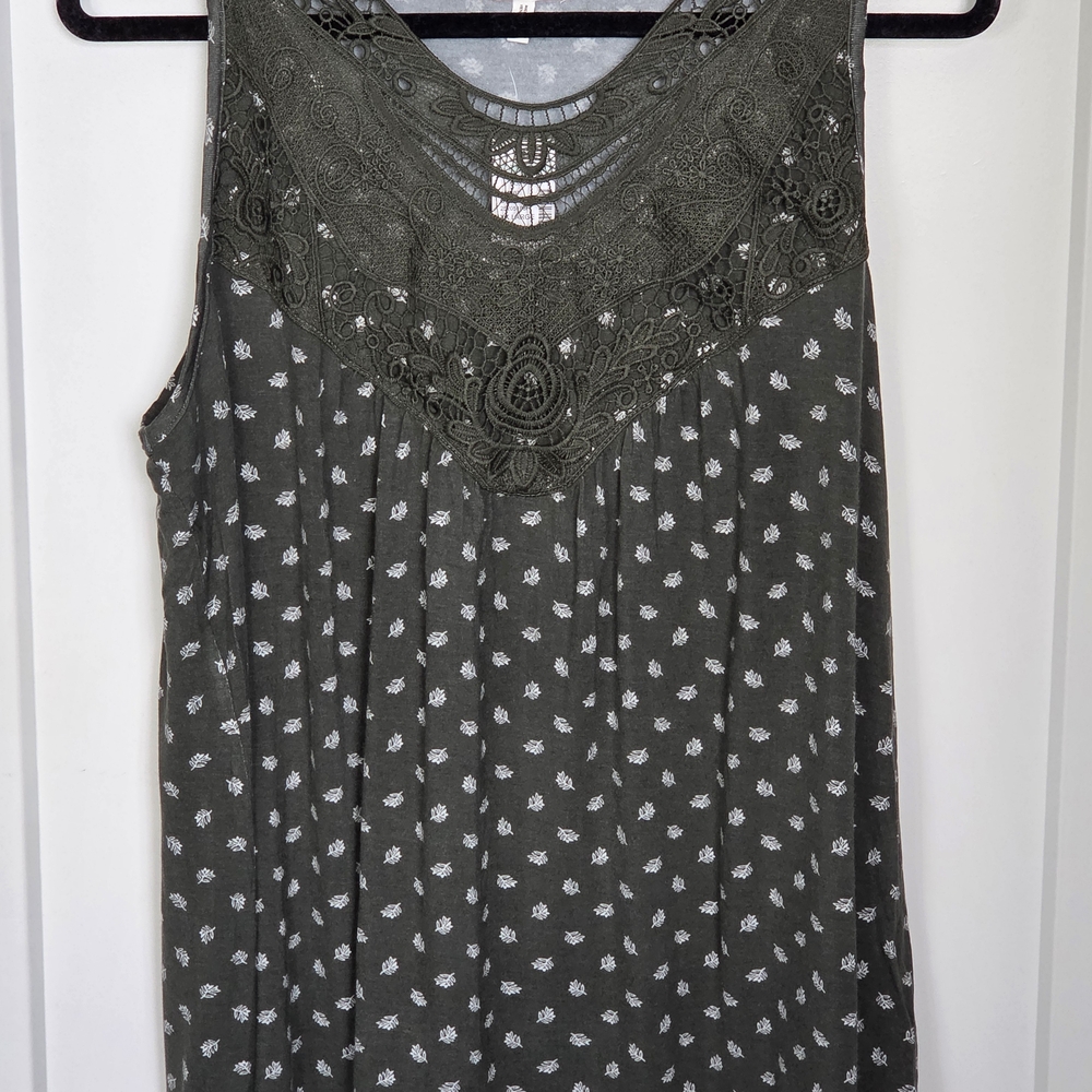 Maurices Olive Green Lace Tank Top